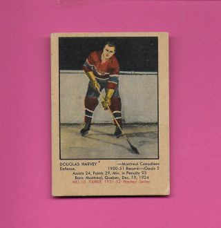 1951 52 Parkhurst 10 Doug Harvey Hof Montreal Canadiens Rookie