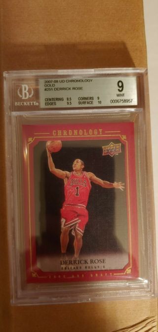 Derrick Rose 2007 - 08 Ud Chronology Gold Rookie Card 1 Bgs 9 19/25 Rare
