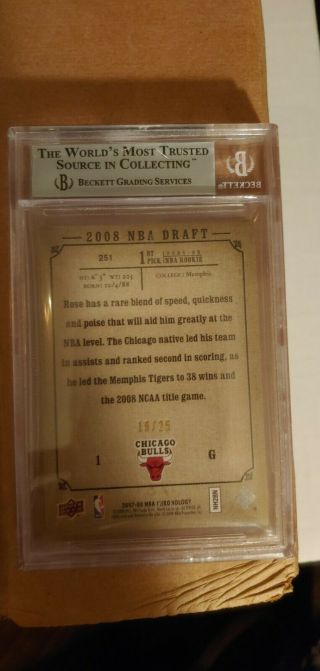 DERRICK ROSE 2007 - 08 UD CHRONOLOGY GOLD ROOKIE Card 1 BGS 9 19/25 RARE 3