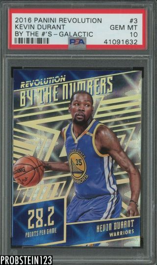 2016 - 17 Panini Revolution Galactic By The Numbers Kevin Durant Warriors Psa 10