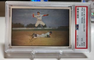 1953 Bowman Color Pee Wee Reese 33 Psa 4 Vg - Ex
