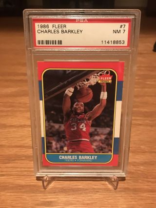 1986 Fleer Basketball Charles Barkley Rookie Psa 7