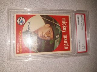 1959 Topps Mickey Mantle 10 Baseball Card Psa 3 Vg
