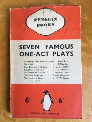 Seven Famous One - Act Plays Penguin 1st Ed.  Dustwrapper