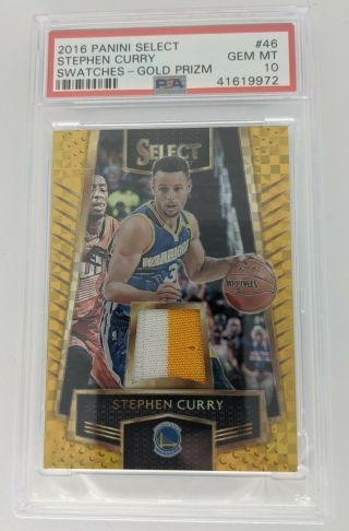 Stephen Curry 2016 - 17 Panini Select Swatches Gold Prizm 6/10 Psa 10 Pop 1
