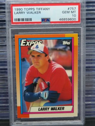 1990 Topps Tiffany Larry Walker Rookie Card Rc 757 Psa 10 Expos N56