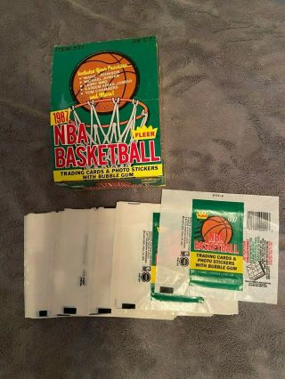 1987 Fleer Basketball Wax Box Empty With 36 Wrappers - Most Wrappers Nm/mt