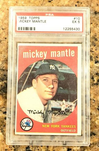 1959 Topps Mickey Mantle 10 Psa 5 Ex York Yankees