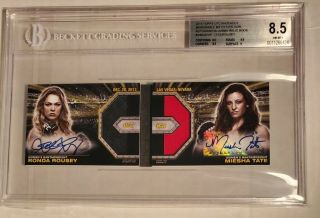 Ronda Rousey Miesha Tate 1/5 Dual Autograph Booklet 2014 Topps Ufc Knockout Bgs