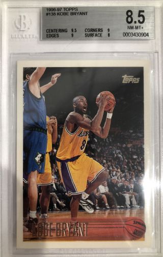 Kobe Bryant Topps 96 - 97 Rookie Card Rc Bgs 8.  5 (9.  5 Centering)