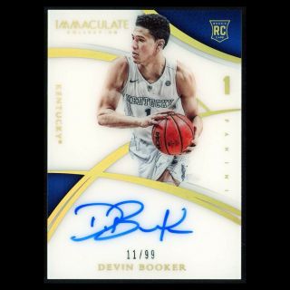 2015 - 16 Panini Immaculate Devin Booker Acetate Rookie Rc On - Card Auto /99