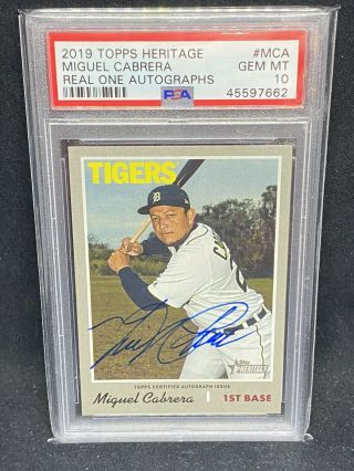 2019 Topps Heritage Miguel Cabrera Real One Autographs Psa 10 Gem Sp Tigers