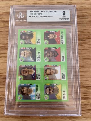 2006 Lionel Messi Panini World Cup Rookie Candy Sticker Hard Grade Bgs 9 /2 Pop