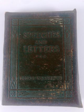 Antique Little Leather Library Book Speeches And Letters Of George Washington