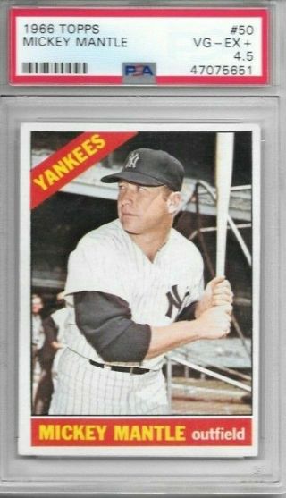 Mickey Mantle 1966 Topps Psa 4.  5 Nicely Centered/ Just Graded/ Beauty Hofer