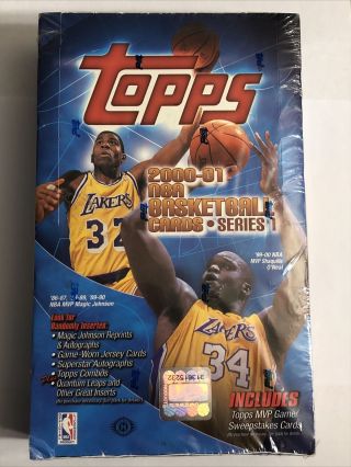 2000 2001 Topps Basketball Hobby Box Series 1 Nba Kobe Shaq Duncan 36 Ct Rare