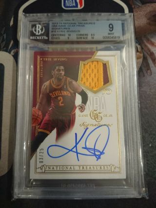Ew 2013 - 14 Panini National Treasure Game Gear Patch Auto Kyrie Irving 3/25 Bgs 9