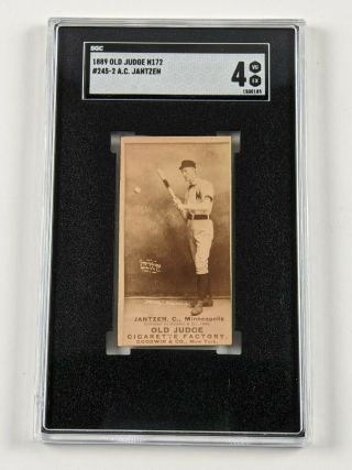 1889 Old Judge N172 245 - 2 A.  C.  Jantzen Tobacco Baseball Card Sgc 4 Vg - Ex