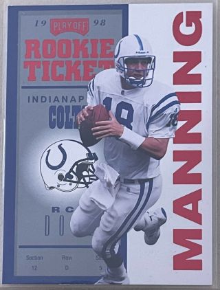 1998 Playoff Contenders Rookie Ticket Red Peyton Manning 87 Rare Rookie