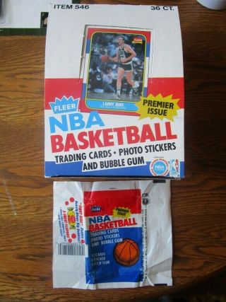 1986 Fleer Basketball Empty Box & 1 Wax Wrapper - Jordan Rookie - Nmt