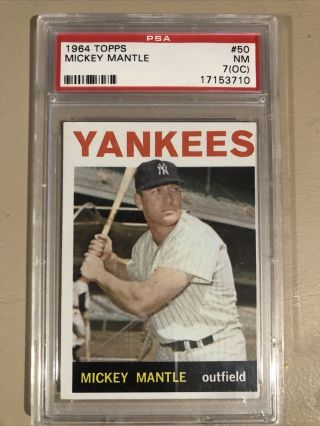 1964 Topps 50 Mickey Mantle Yankees Hof Psa 7 (oc)