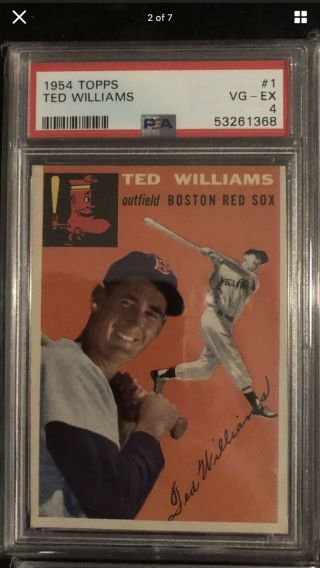 1954 Topps 1 - Ted Williams Psa 4 Vg - Ex Red Sox Hof