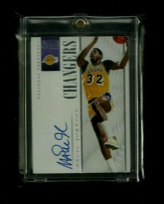 Magic Johnson 2013 - 14 National Treasures Game Changers Auto /60 On - Card Hofer