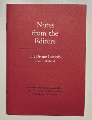 Franklin Library 100 Greatest Books Editors Notes - The Divine Comedy - Dante