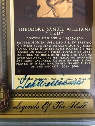 2011 Ted Williams Autographed Legends Of The Hall Historic Auto Psa / Dna