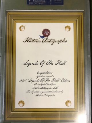 2011 Ted Williams Autographed Legends Of The Hall Historic Auto PSA / DNA 3