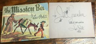 Leo Politi Signed The Mission Bell 1953 " A " First Edition Hc With Dj