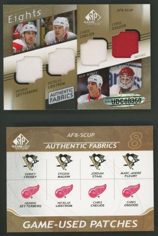 2008 - 09 Sp Game Edition Crosby Malkin Staal Fleury Lidstrom Patch 1/1 Uda