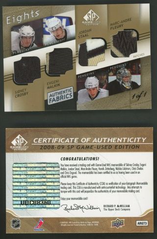 2008 - 09 SP Game Edition Crosby Malkin Staal Fleury Lidstrom Patch 1/1 UDA 2