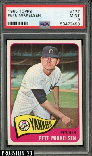 1965 Topps 177 Pete Mikkelsen York Yankees Psa 9
