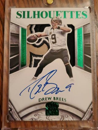 2015 Panini Crown Royale Silhouettes Drew Brees Emerald Logo Patch Auto 5/5