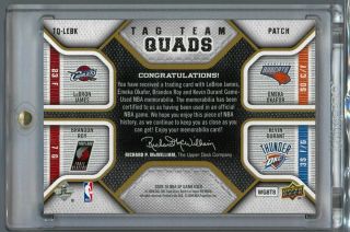LEBRON JAMES DURANT UPPER DECK SP GAME TAG TEAM QUADS JERSEY TAGS /10 1/1 2