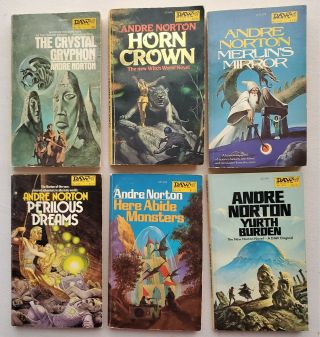 6 Vintage Science Fiction Paperbacks By Andre Norton Published By Daw