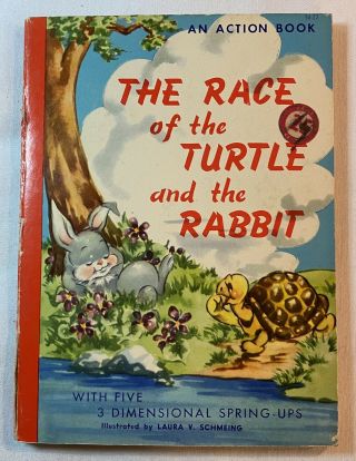Vintage Childrens Pop Up Book The Race Of Turtle And Rabbit Illus Laura Schmeing