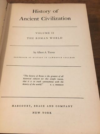 History Of Ancient Civilization,  Volume Ii,  The Roman World By Albert Trever