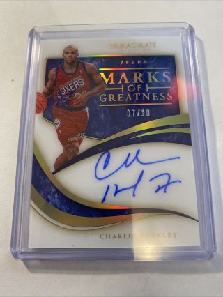 Charles Barkley 2020 Immaculate Marks Of Greatness On Card Auto 7/10 76ers Hof