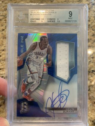 2015 - 2016 Kevin Durant Panini Spectra Indelible Ink Materials Auto Bgs 9 /35