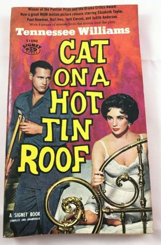 Cat On A Hot Tin Roof Signet S1590 Tennessee Williams 1958 8 Pgs Of Pictures