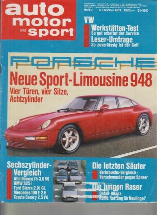 Auto Motor Und Sport Heft 21 Oktober 1989.  Neue Sport - Limousine 948.  Pietsch,  Pa