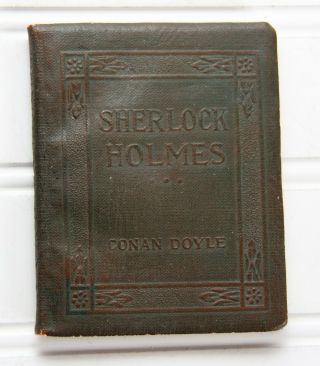 Antique Little Leather Library Mini Book - Sherlock Holmes - Conan Doyle - 1922