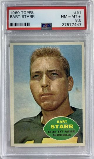 1960 Topps Football Bart Starr 51 Psa 8.  5 (almost 9) Green Bay Packers Hof