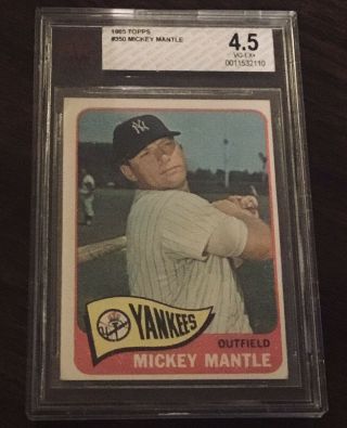 Mickey Mantle 1965 Topps 350 Bvg 4.  5 Vg - Ex,  York Yankees