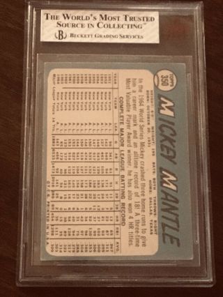Mickey Mantle 1965 Topps 350 BVG 4.  5 VG - EX,  York Yankees 2
