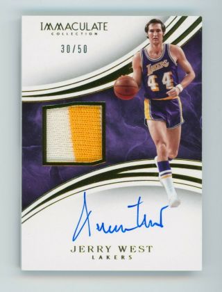 2015 - 16 Panini Immaculate Jerry West Game - Worn Patch Auto Pa - Jwe /50