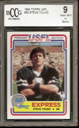 Steve Young 1984 Topps Usfl 52 Rc Xrc Bccg 9 Nr Mt/better " Centered "