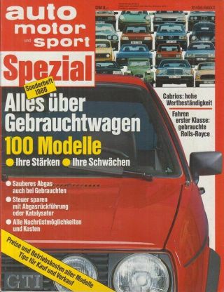 Auto Motor Und Sport Spezial Sonderheft 1986.  Alles über Gebrauchtwagen - 100 Mo